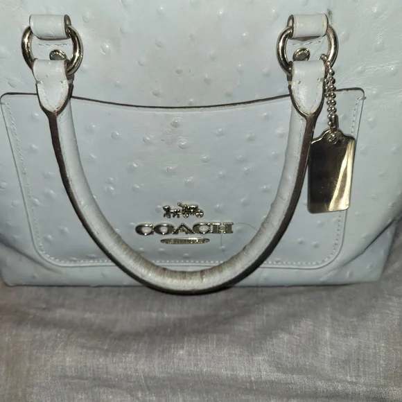 Coach handbag baby blue/ gray blue riveted cross-body strap included - Picture 2 of 11